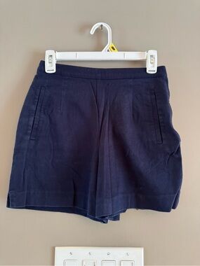 Navy High-Waist Casual Shorts